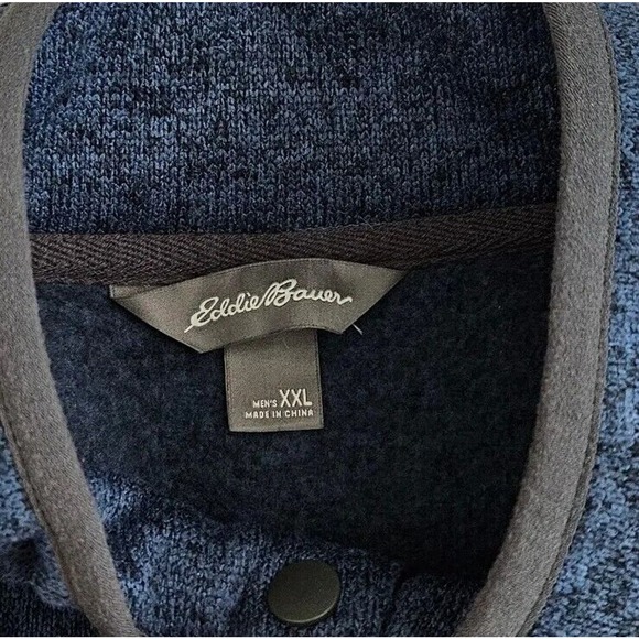Eddie Bauer Sweater Mens 2XL Radiator Fleece Snap-T Mock Pullover Heathered Blue - Picture 2 of 6